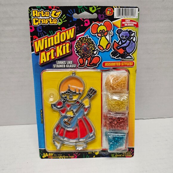 4 New Vintage Girl Arts & Crafts Window Art Kit Looks Like Stained Glass JA-RU - Picture 2 of 16